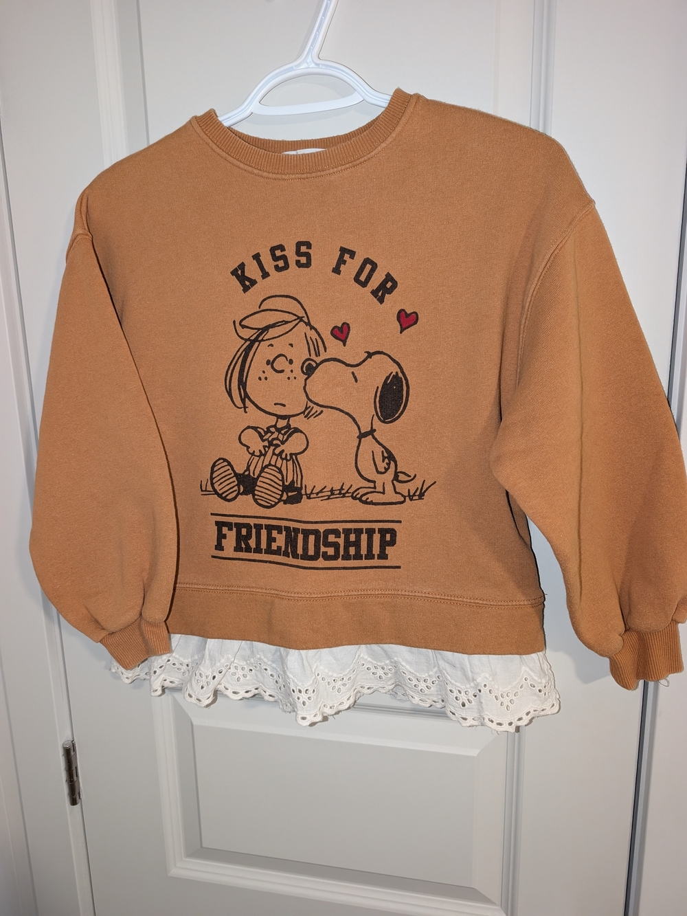 Zara Kids Brown Graphic 'Kiss for Friendship' Sweatshirt